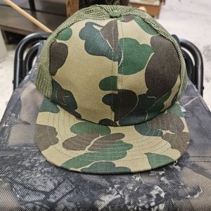 Vintage green camo snapback cap